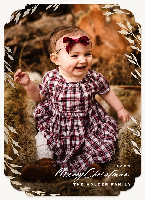 Plated Foliage Personalized Holiday Cards