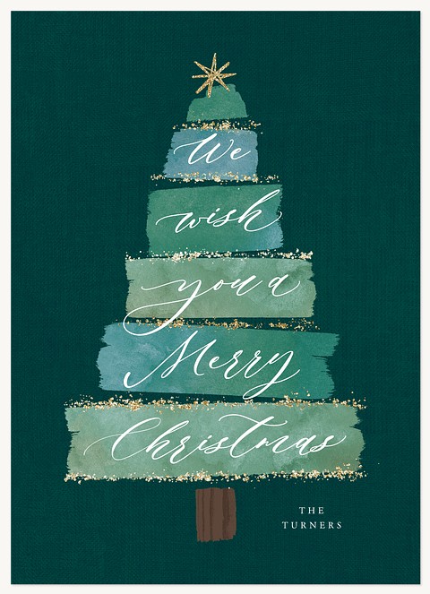 Stacked Tree Personalized Holiday Cards