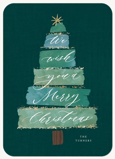 Stacked Tree Personalized Holiday Cards