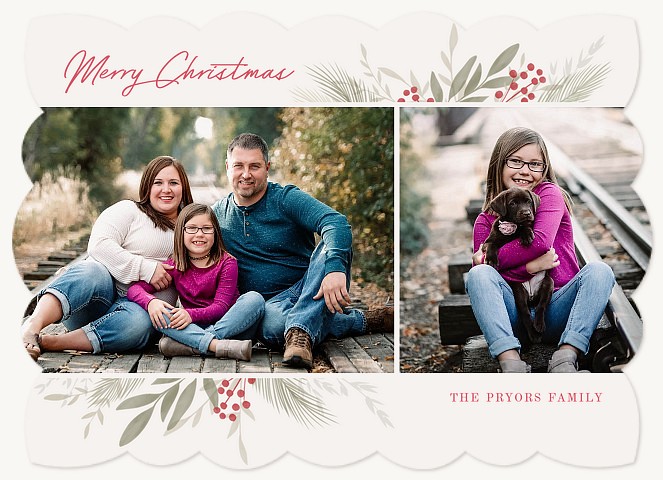 Soft Wreath Personalized Holiday Cards