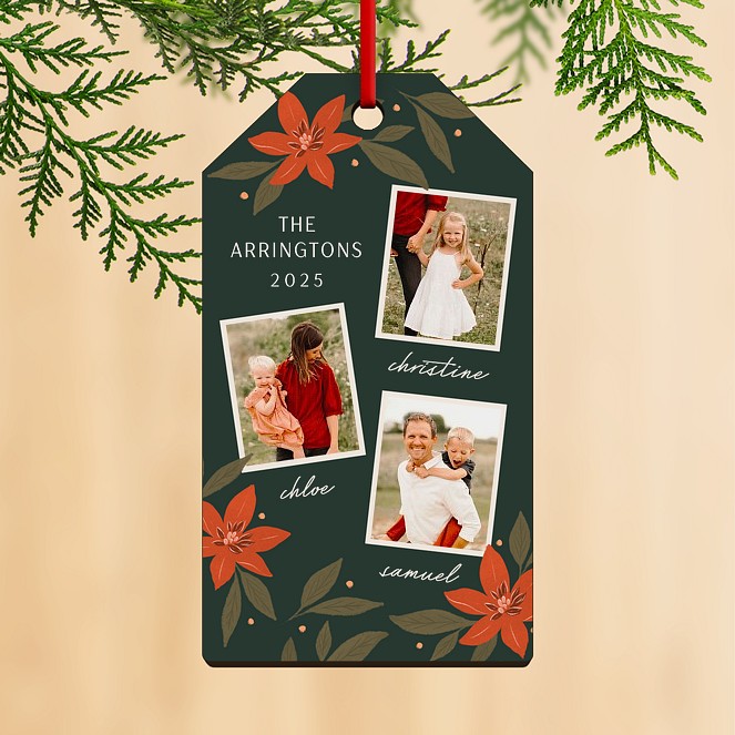 Poinsettia Portraits Personalized Ornaments