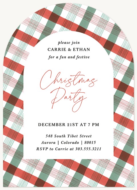 Plaid Party Holiday Party Invitations