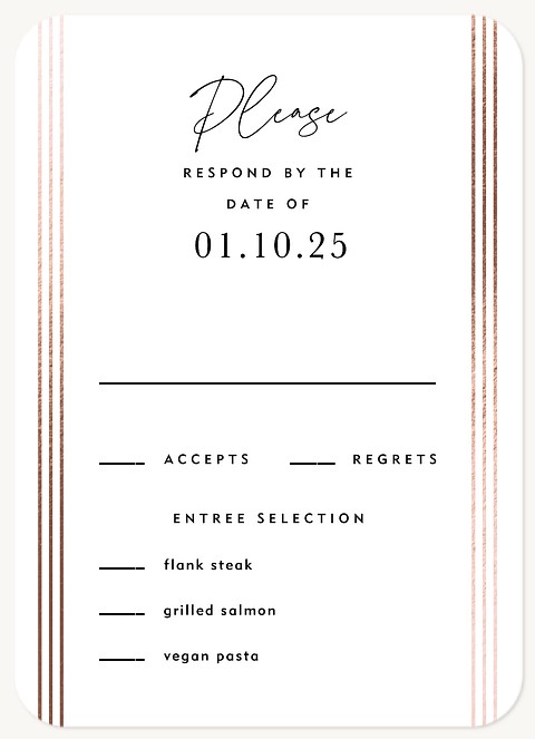 Bronze Stripes Wedding RSVP Cards