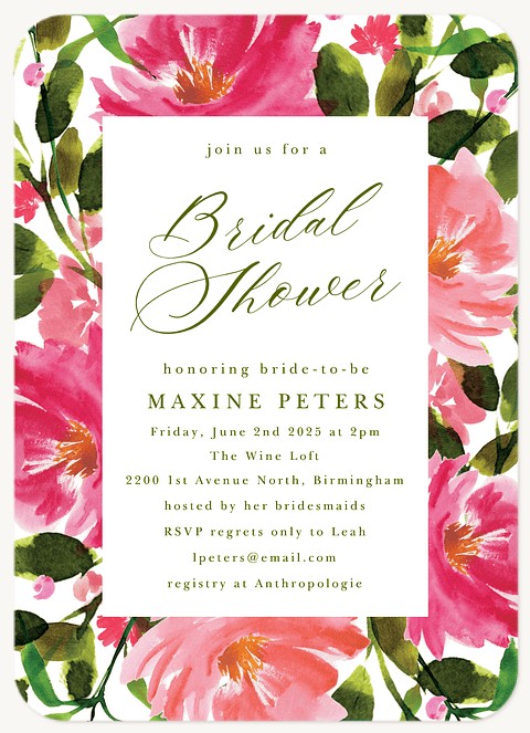 Pink Petals Bridal Shower Invitations