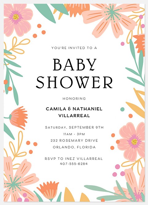 Floral Delight Baby Shower Invitations