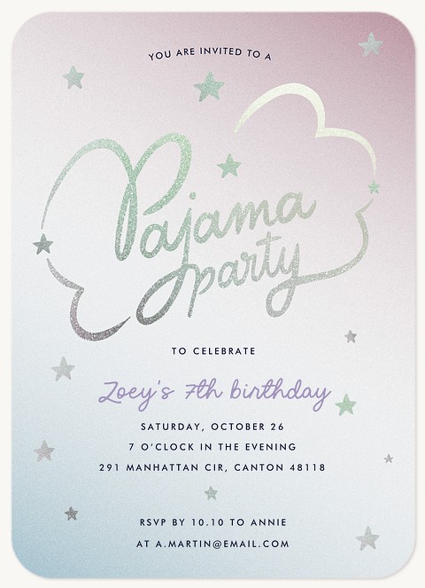 Starry Sleepover Kids Birthday Invitations
