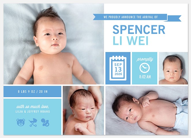 Modern Mosaic Baby Birth Announcements