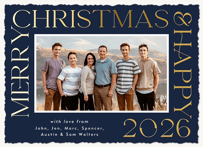 Typed Frame Personalized Holiday Cards