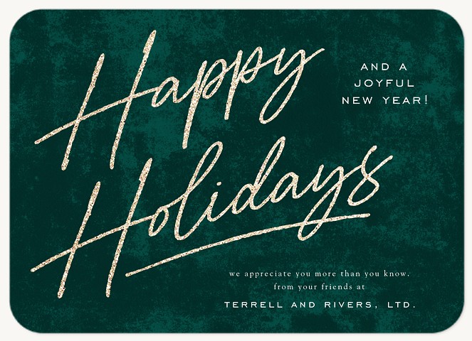 Glamorous Script Business Holiday Cards