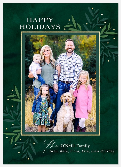 Fanciful Greenery Holiday Photo Cards