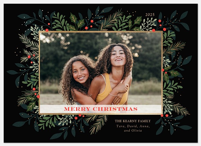 Lush Greenery Holiday Photo Cards