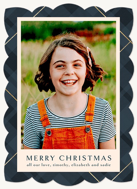Glitzy Plaid Snapshot Personalized Holiday Cards
