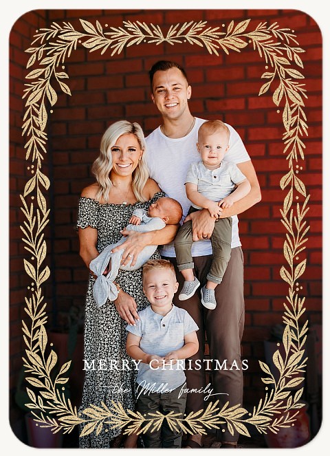 Glitter Wreath Personalized Holiday Cards