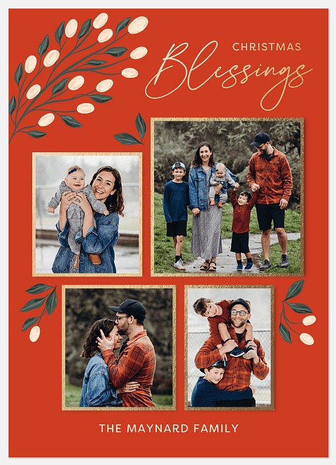 Shimmering Winterberries Holiday Photo Cards