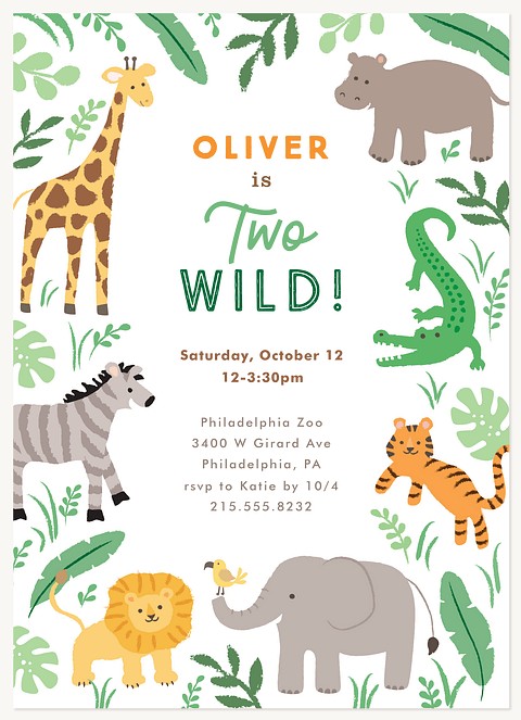 Jungle Jamboree Kids Birthday Invitations