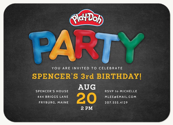 Play-Doh Chalkboard Kids Birthday Invitations