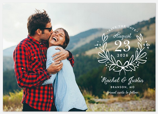 Lush Wreath Save the Date Photo Cards