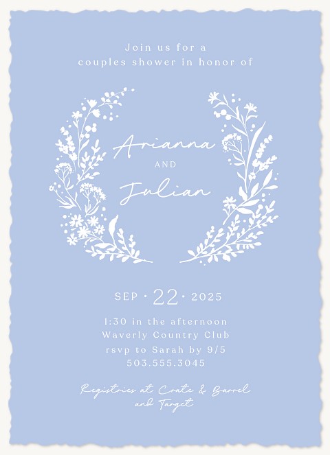Hand Drawn Wreath  Bridal Shower Invitations