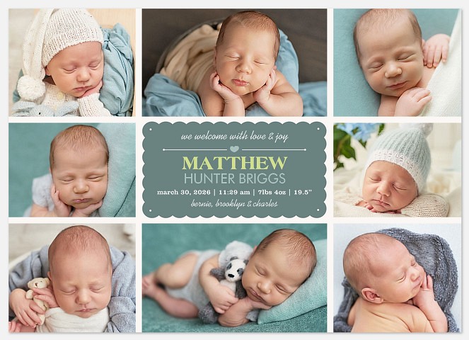 Eight X Love Baby Birth Announcements