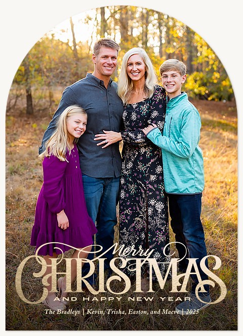 Golden Lettering Personalized Holiday Cards