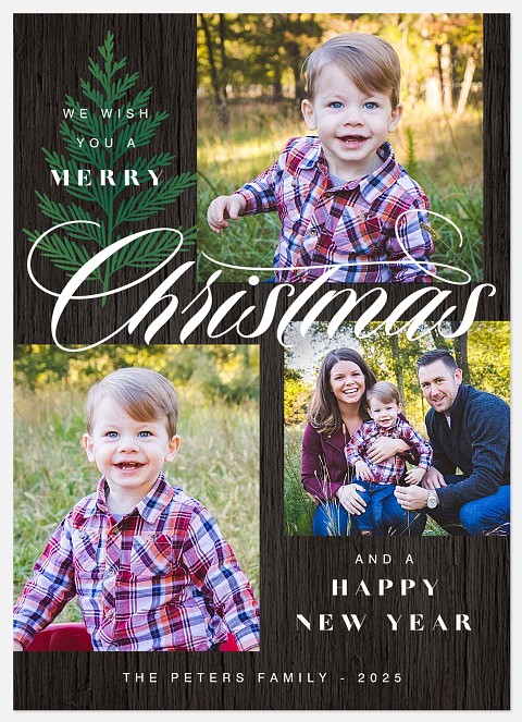 Evergreen Trio Holiday Photo Cards
