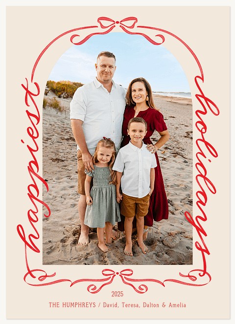 Lettered Ribbon Personalized Holiday Cards