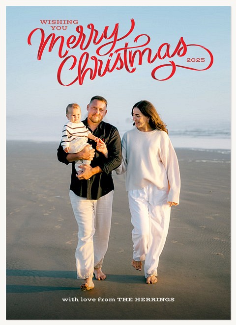 Red Ribbon Personalized Holiday Cards