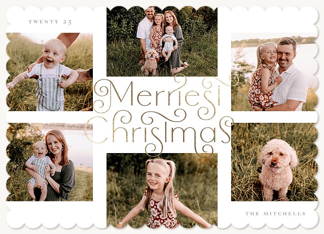 Golden Curlicues Personalized Holiday Cards