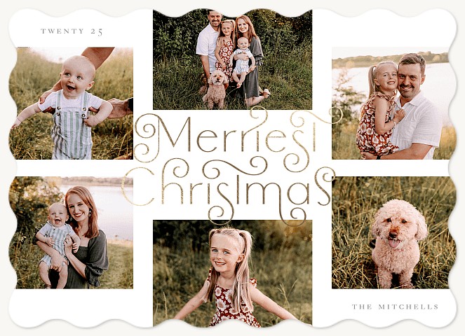 Golden Curlicues Personalized Holiday Cards