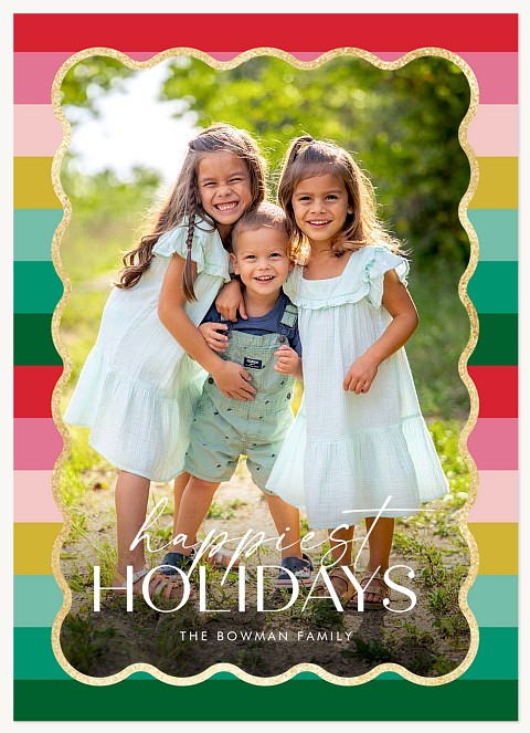 Scallop Stripe Personalized Holiday Cards
