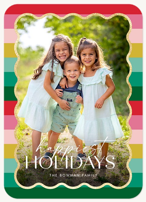 Scallop Stripe Personalized Holiday Cards