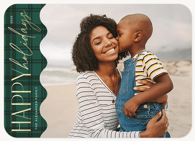 Green Plaid Personalized Holiday Cards