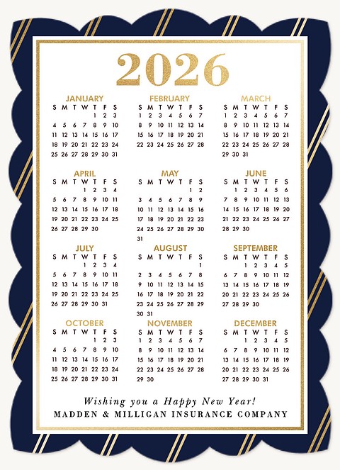 Striped Calendar Business Holiday Cards