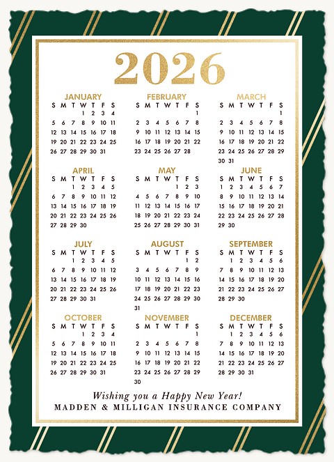 Striped Calendar Business Holiday Cards