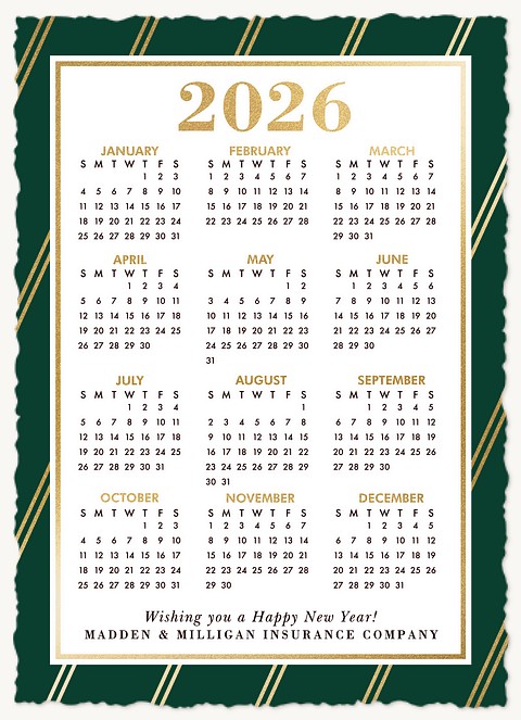 Striped Calendar Business Holiday Cards