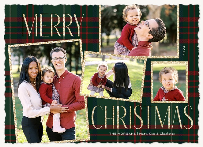 Glitter & Plaid Personalized Holiday Cards