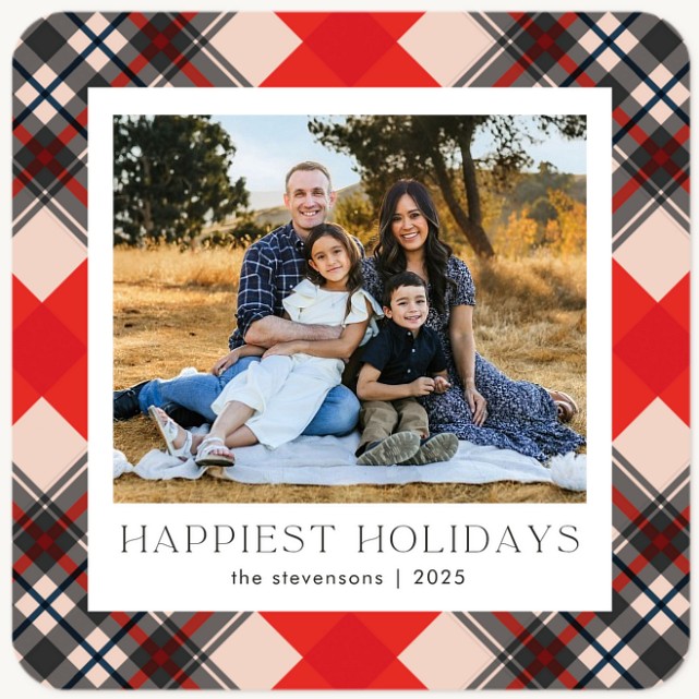 Plaid Frame Personalized Holiday Cards