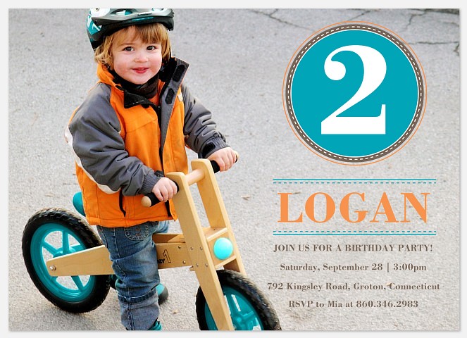 Bike Badge Kids' Birthday Invitations