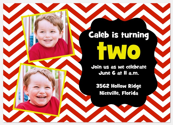 Up 'n Down Red Kids' Birthday Invitations
