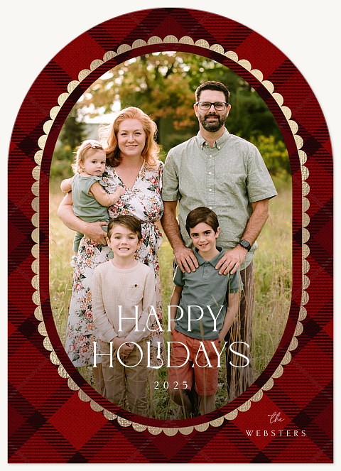 Scalloped Frame Personalized Holiday Cards