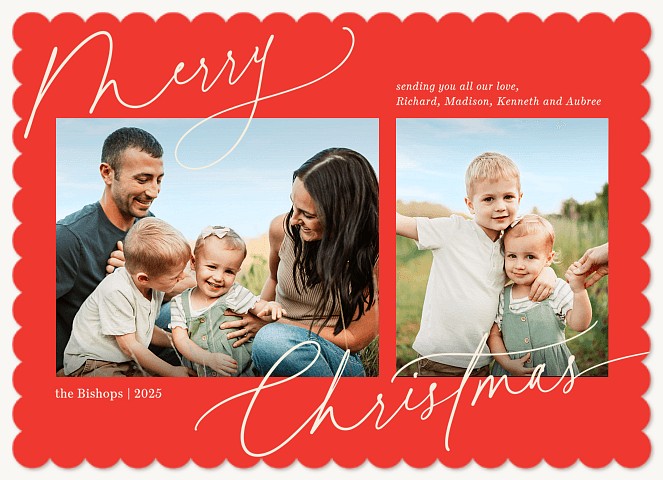 Sleigh Script Personalized Holiday Cards