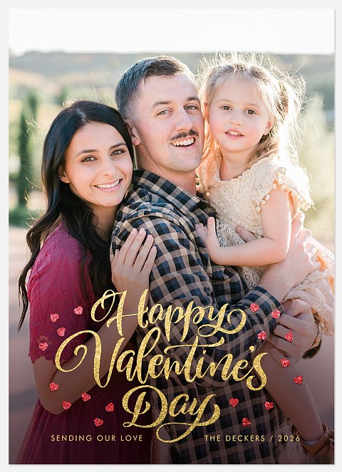 Glitter Hearts Valentine Photo Cards