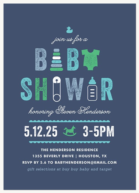 Vintage Essentials Baby Shower Invites