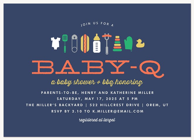 Backyard Baby-Q Baby Shower Invites