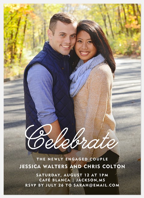 Curled Script Engagement Party Invitations