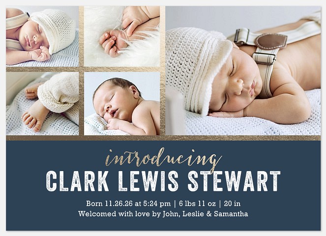 Gilded Gift  Baby Birth Announcements