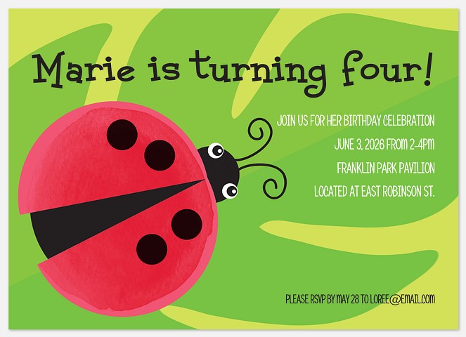 Little Lovebug Kids' Birthday Invitations