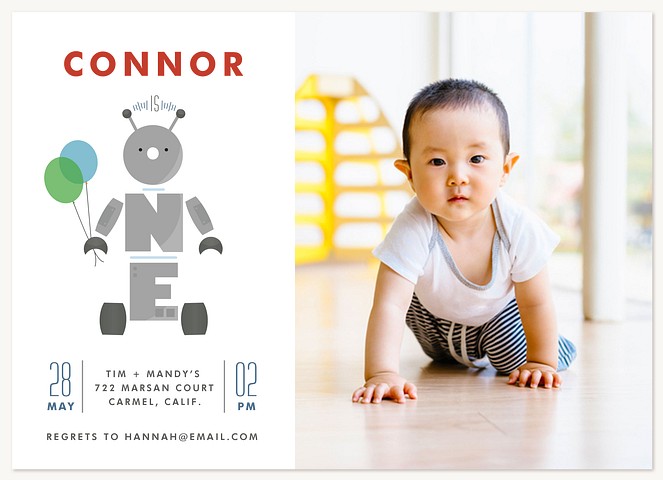 Birthday Bot First Birthday Invitations