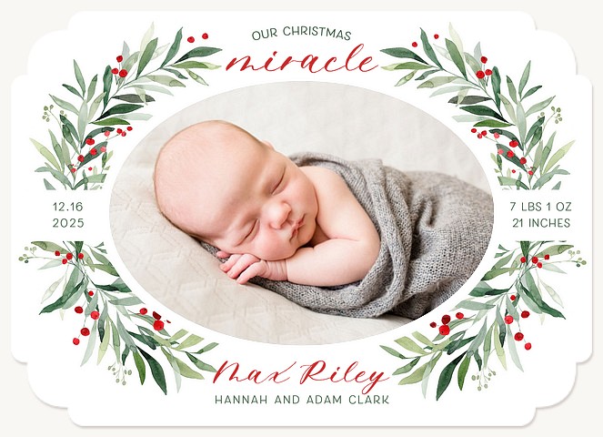 Darling Wreath Personalized Holiday Cards