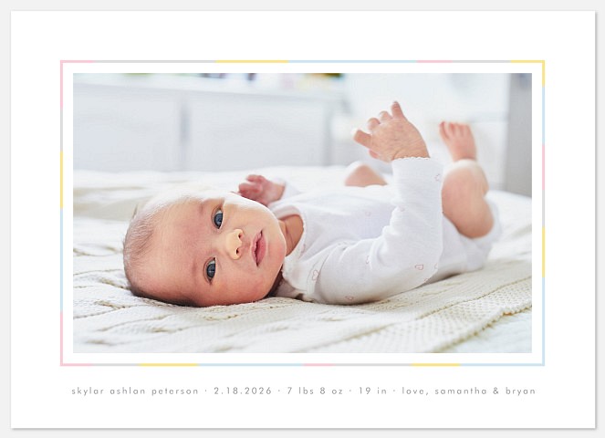 Rainbow Border Baby Birth Announcements